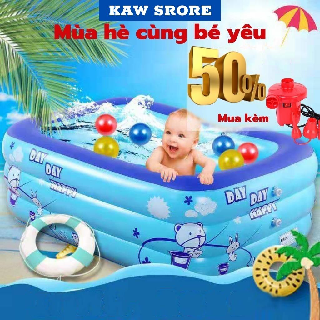 BỂ BƠI PHAO 3 TẦNG HÌNH CHỮ NHẬT DÀI 1M2-2M1 CHO BÉ VÀ GIA ĐÌNH VUI CHƠI, bể tắm bơm hơi trẻ em họa tiết siêu đẹp