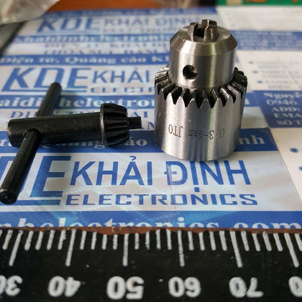 đầu chuck giữ, kẹp mũi khoan + tay mở mũi 0.3-4.0mm kde3707