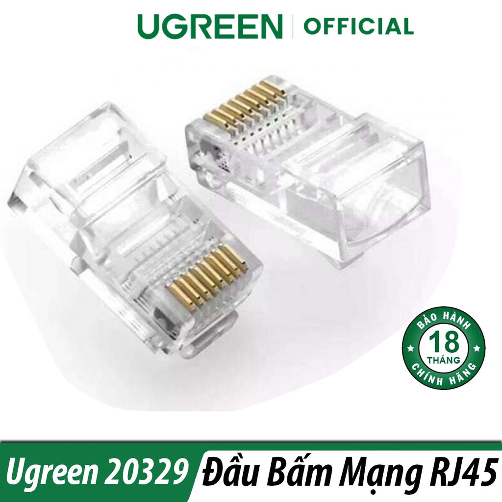 Đầu Bấm Mạng RJ45 Cat 5e 10 Đầu/Túi Ugreen 20329 Chính Hãng