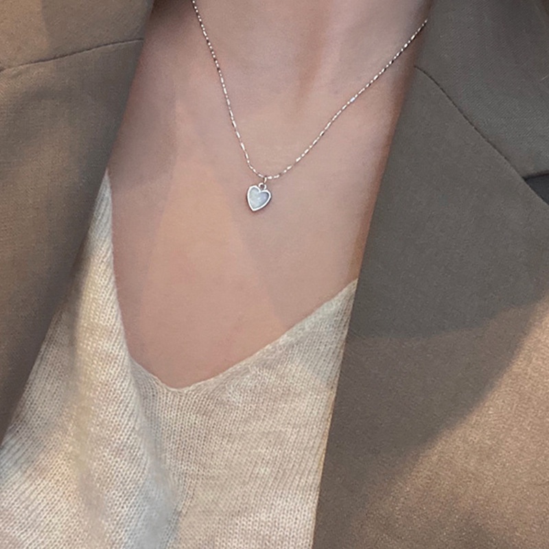 Vòng cổ mặt trái tim đính đá Opal hợp thời trang cho nữ