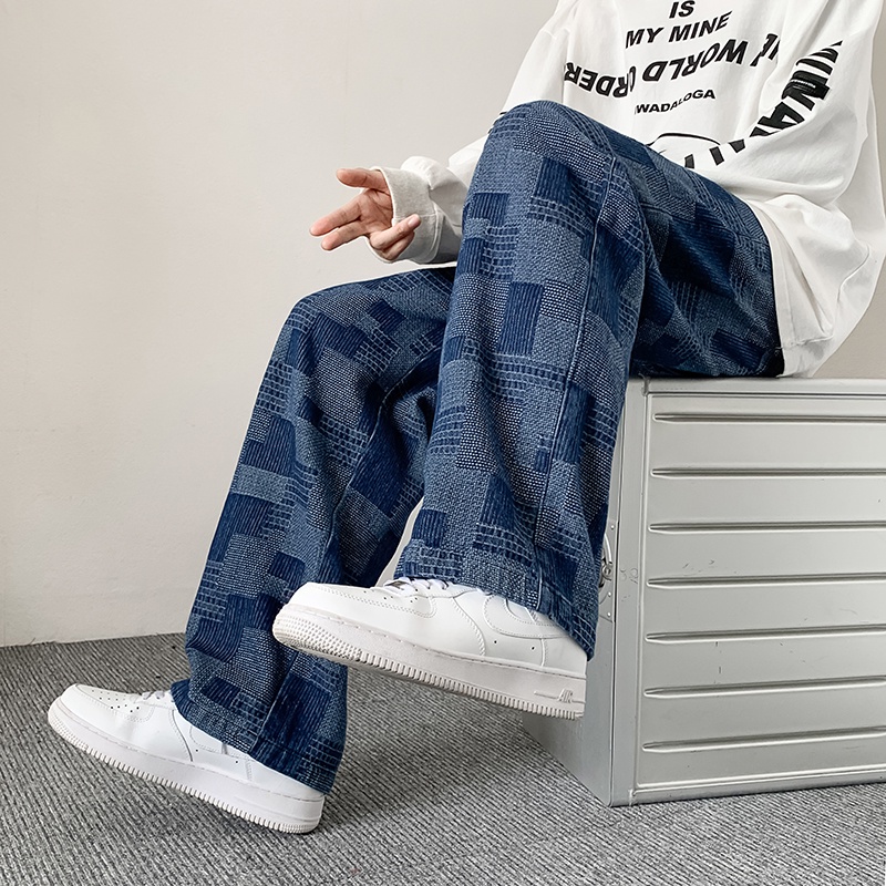 Quần jean ống rộng phong cách đường phố Nhật Bản chất lượng cao dành cho nam size S-5XL