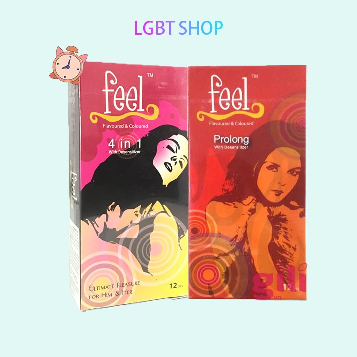 [Shopee mall] ComBo 2 hộp bao cao su feel 4in1 , feel prolong GIÚP KÉO DÀI THỜI GIAN QUAN HỆ LÂU (12C)