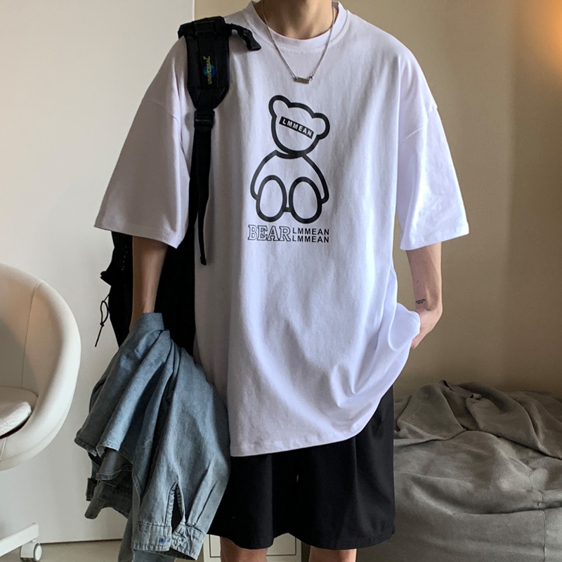 Áo Thun Tay Ngắn Cổ Tròn In Hình Gấu Thời Trang Dành Cho Nữ