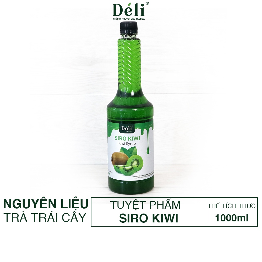 Siro Kiwi cao cấp Déli [Có 65% THỊT QUẢ] Sánh, Vị Ngọt tự nhiên (chai nhựa 1LÍT) thơm ngon, Nguyên liệu pha chế trà sữa