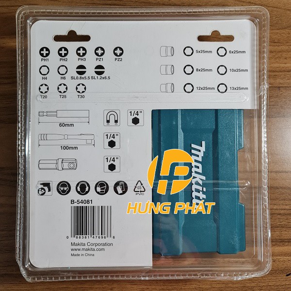 Bộ vít và socket (có cần vặn) Makita B-54081