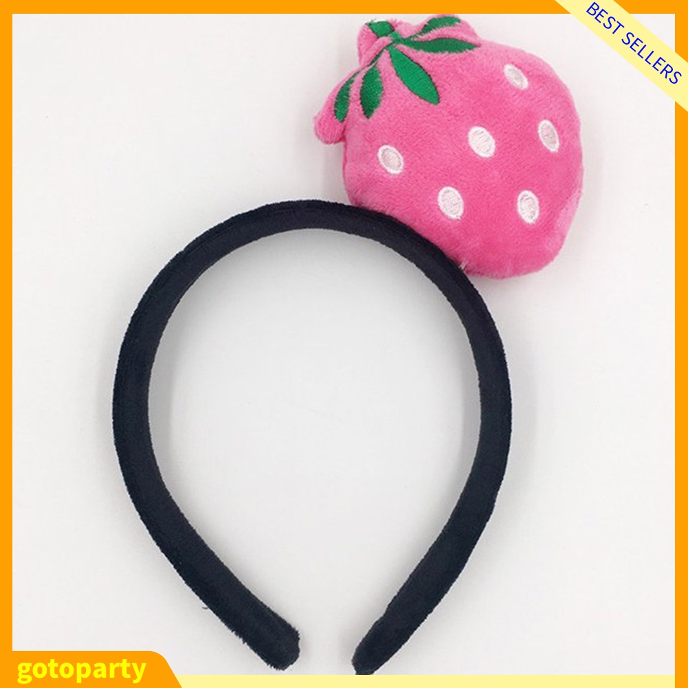 Băng Đô Cài Tóc Phủ Lông Họa Tiết Dưa Hấu / Dâu Tây Dễ Thương Cho Bé Gái