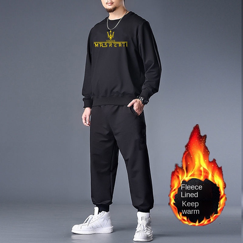 Set đồ thể thao hai món dáng rộng giữ ấm mùa đông plus size S cho nam