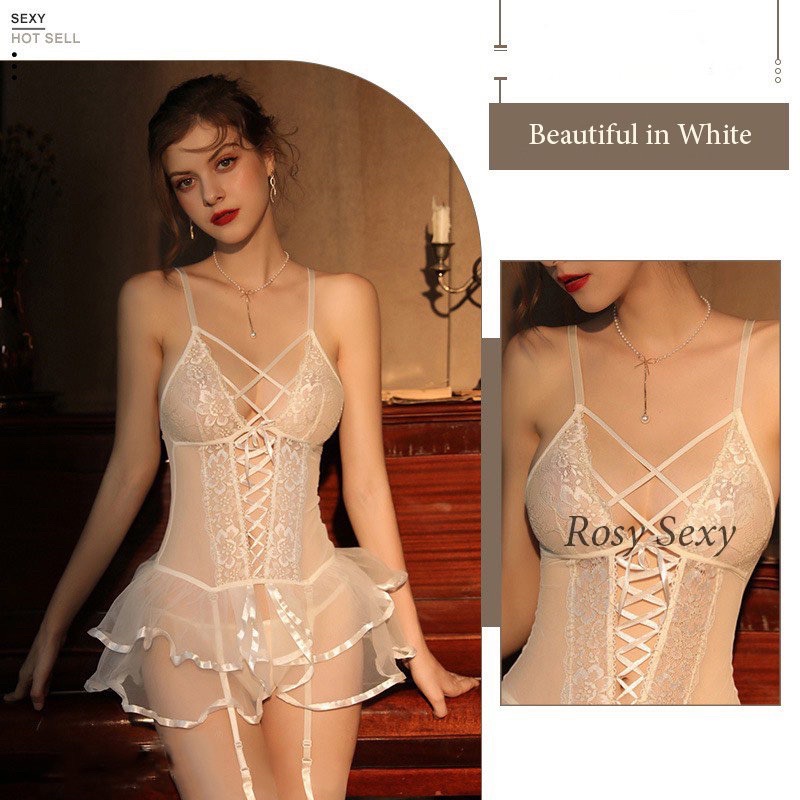 Bộ corset voan kết hợp váy ngủ hoá trang nàng thơ VN2B11