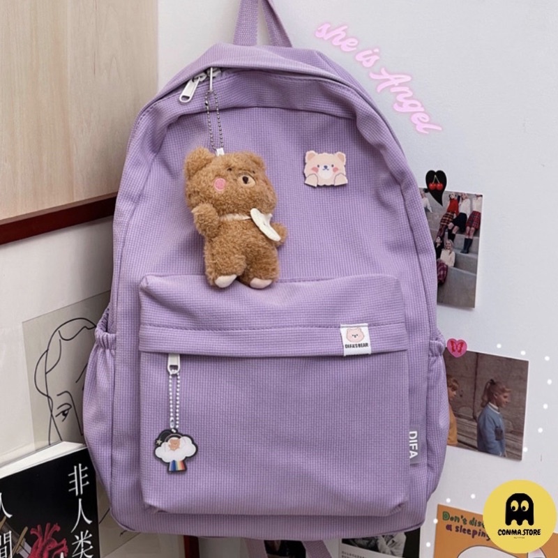 Balo Ulzzang Hàn Difabag bear màu pastel hình gấu nhỏ  HÀNG CÓ SẴN