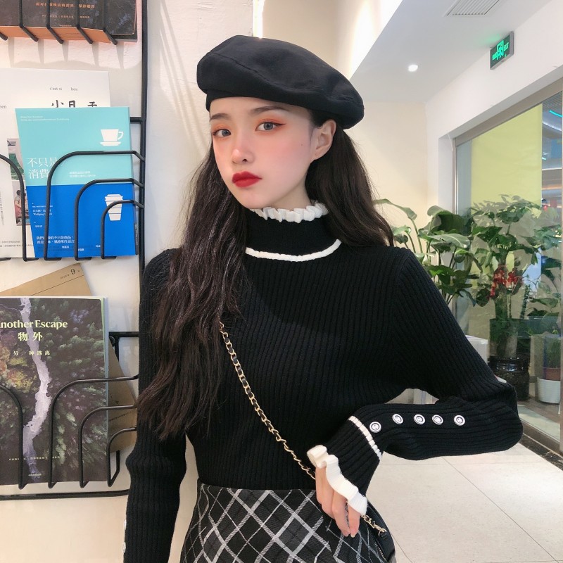 💋 ÁO LEN CỔ 3 PHÂN NHÚN PHONG CÁCH TIỂU THƯ SIÊU XINH