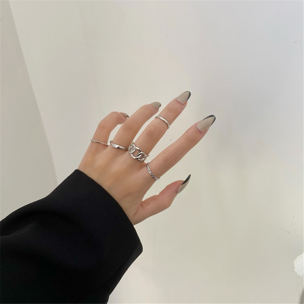 Bộ 5 Nhẫn Thiết Kế Đơn Giản Cá Tính Thời Trang Dành Cho Nữ Yanqueens Đồ trang sức