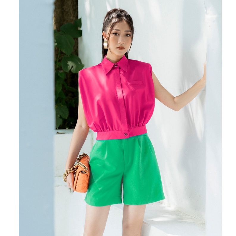 Áo croptop sắc màu cổ đức độn vai bo gấu HeraDG SAKBB2175