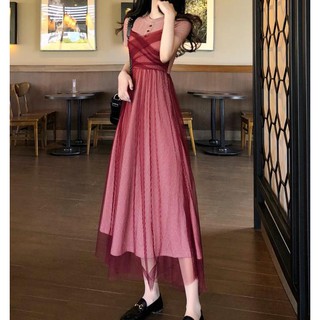 Order đầm midi phối lưới ảnh thật cuối