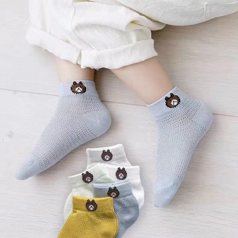 Sét 5 đôi tất lưới hình gấu cho bé
