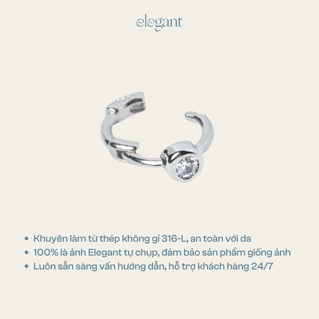 Khuyên tai vòng đá nhỏ 6mm CRYSTAL HOLE HOOP Elegant
