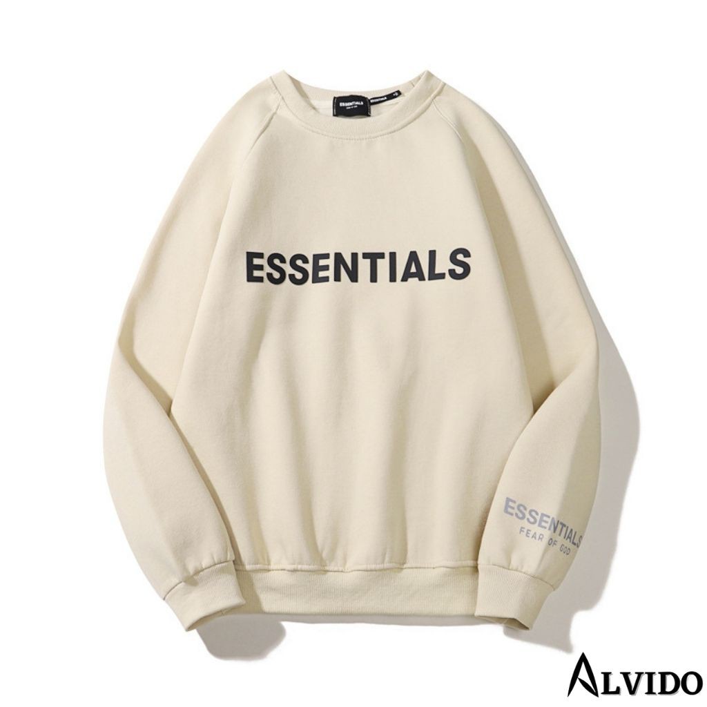 ÁO NỈ HOODIE ESSENTIALS ÁO SWEATER IN CAO SU NỔI, ÁO NỈ BÔNG UNISEX NAM NỮ