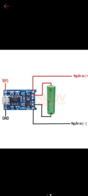 Mạch sạc pin 18650 Tp4056 (1-&gt;4 cái)có ic bảo vệ