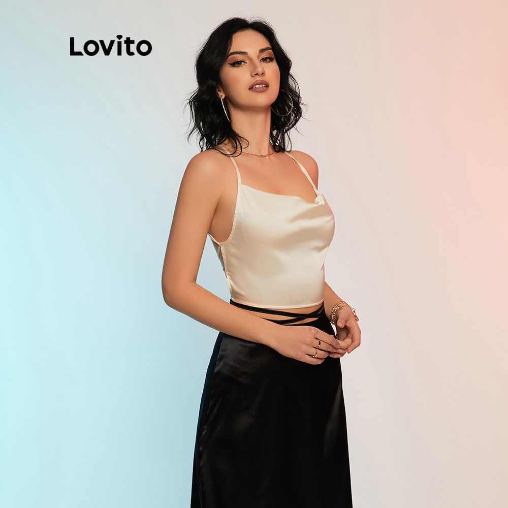 Áo Lovito tank top không tay màu sâm panh L12D50
