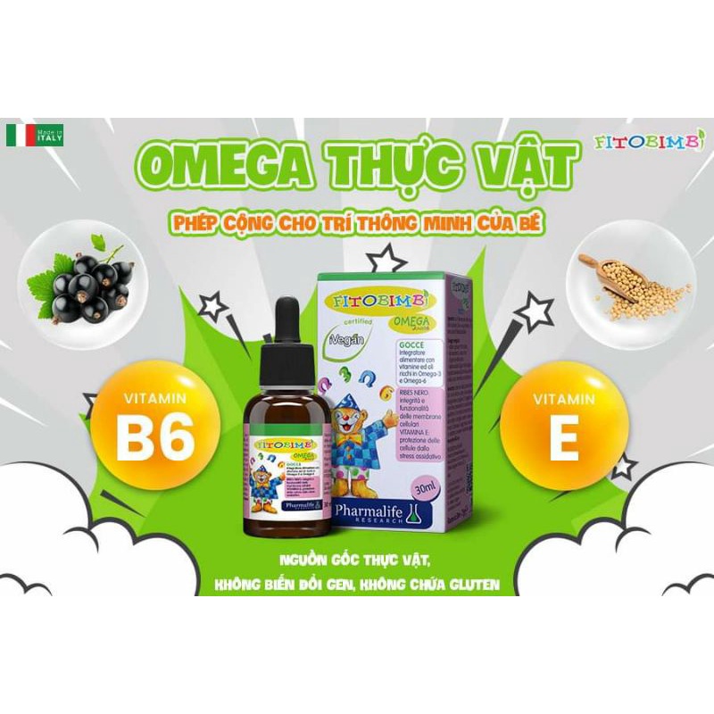 [Chính hãng ] Fitobimbi Omega Junior Bổ sung Omega 3, Omega 6 Hỗ trợ phát triển não bộ cho trẻ ( Chai 30ml)