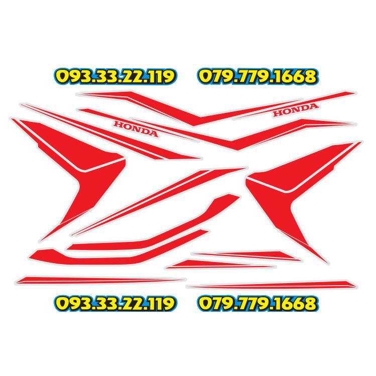 Tem Rời Honda Vario 150 Dán Xe Trắng Phối Đỏ