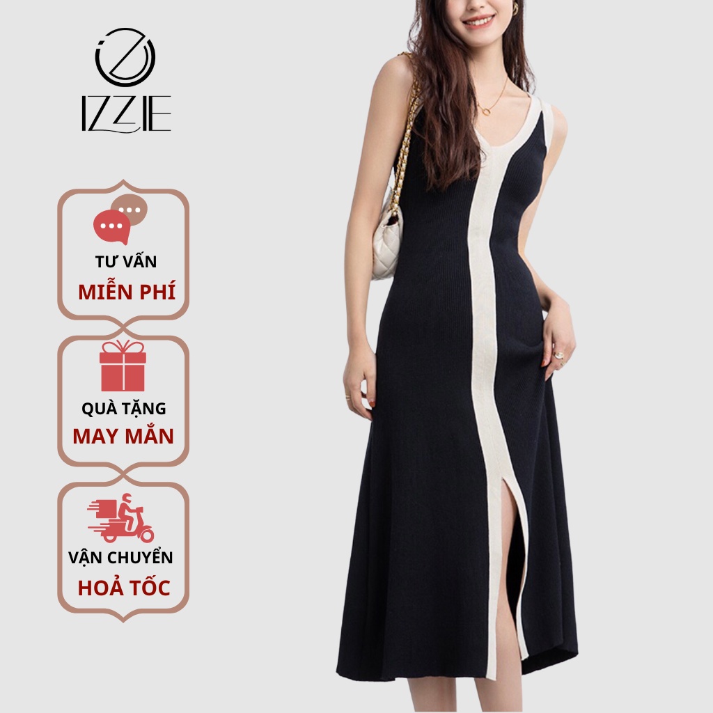 Váy xẻ vạt nude minimalism Izzie VL389, nổi bật eo cao, phong cách tối giản, sang trọng, 2 dáng, bầu mặc được