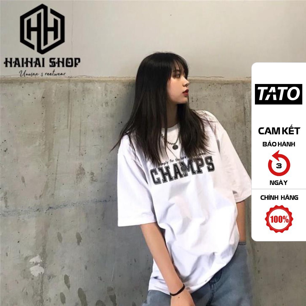 Áo Thun Nam Nữ Phom Rộng Tay Lỡ In Hình CHAMPS Full HD, Vải Cotton 75% Dày Mềm Mịn Đẹp KIS OFFICIAL