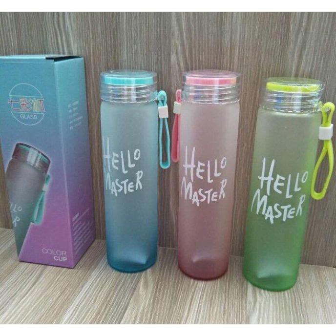 [Free Ship] Bình đựng nước thủy tinh Hello Master 450ml nhiều màu