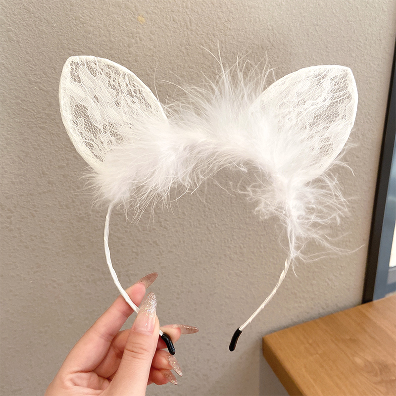 Cài tóc phối tai thỏ bằng ren thời trang Hàn Quốc cho nữ