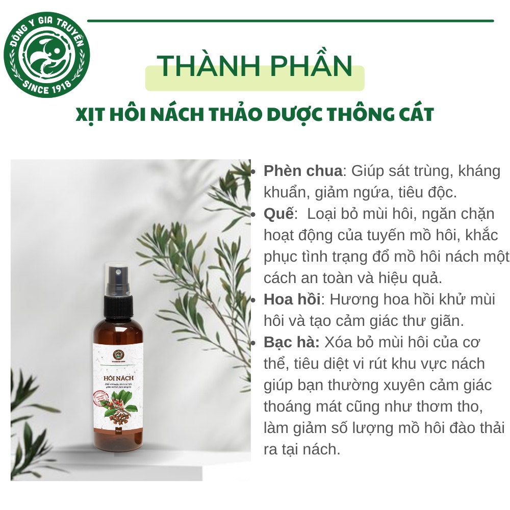 Xịt Nách Đông y gia truyền Thông Cát(Since 1918)- làm sáng da nách, ngăn mùi hôi nách hiệu quả ngay lần đầu sử dụng