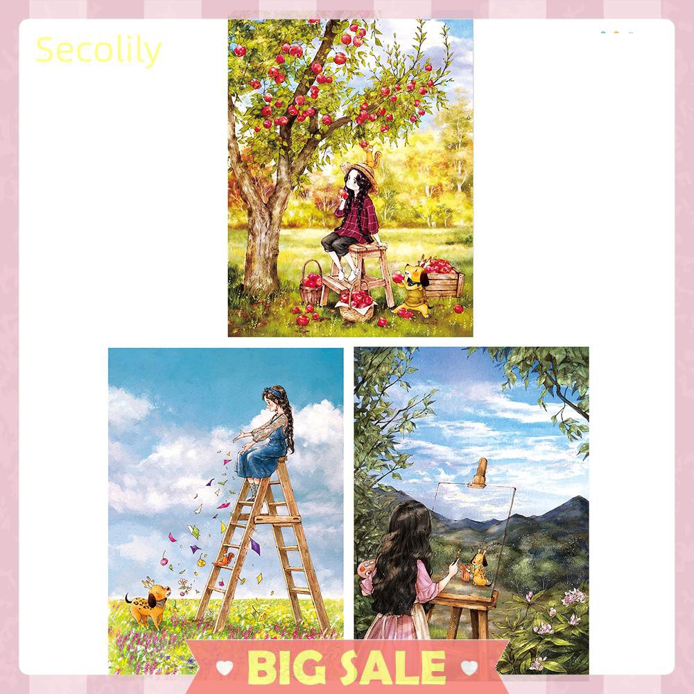 Bộ Tranh Thêu Chữ Thập Hình Cô Gái Tự Làm 53x72cm