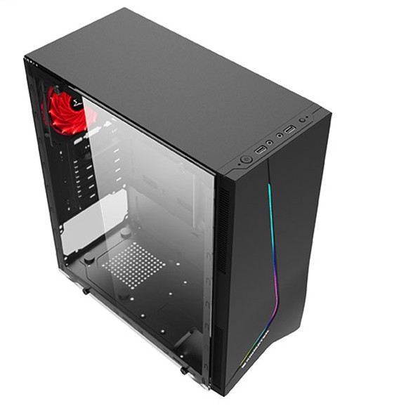 Vỏ máy tính Xigmatek EROS - ATX, Dải led RGB, Mặt hông kính cường lực - Hàng chính hãng ( chưa có fan quạt sau)