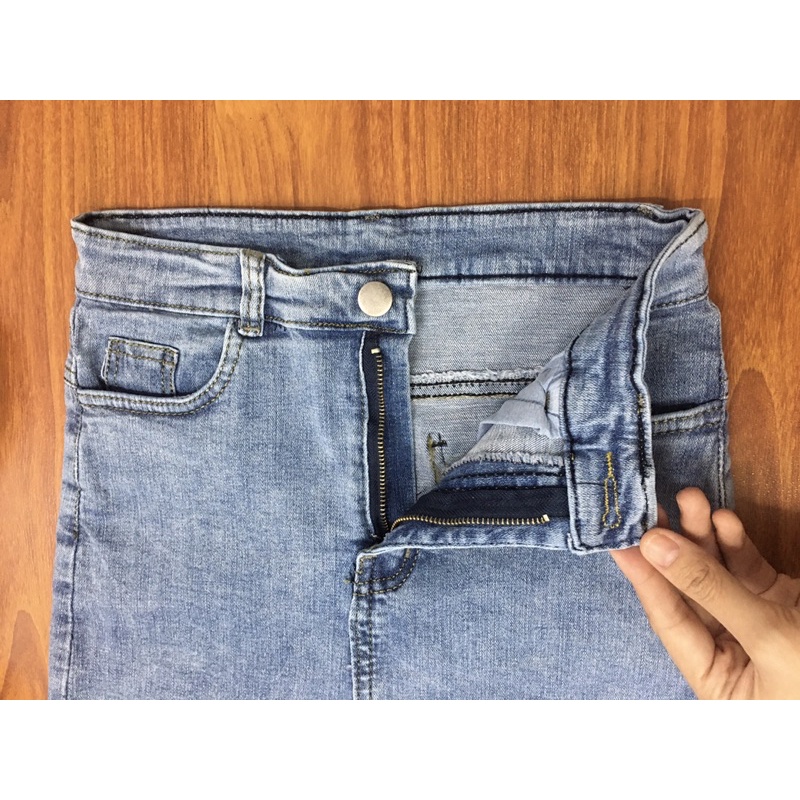 Chân váy jean chữ A dáng dài