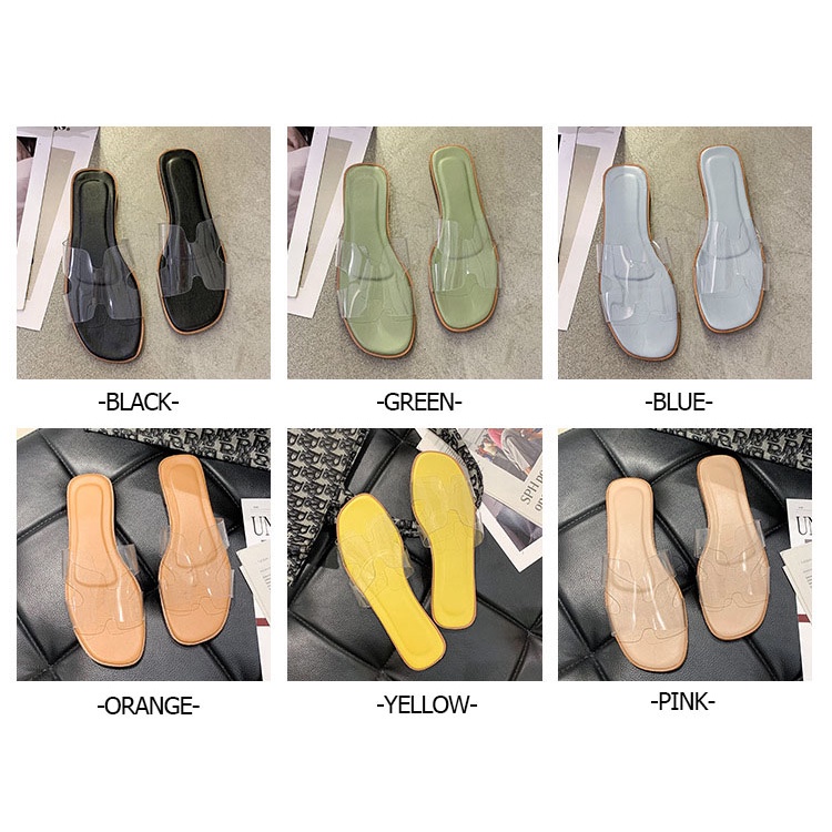 Xăng đan Nhựa Dẻo Mũi Vuông Đế Bằng Phong Cách Hàn Quốc Thời Trang Mùa Hè Cho Nữ ISS678