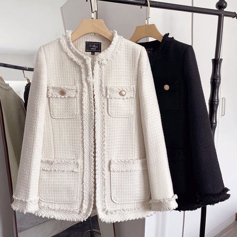 Áo dạ tweed nữ kiểu cardigan áo khoác nữ cardigan vải dạ tweed cao cấp 2 lớp RUCENCO MB012