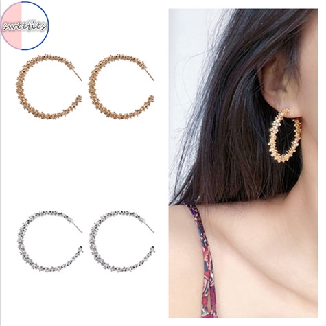 fashion woman Hyperbole Opening circle ear hoop gold silver dangle jewelry gift