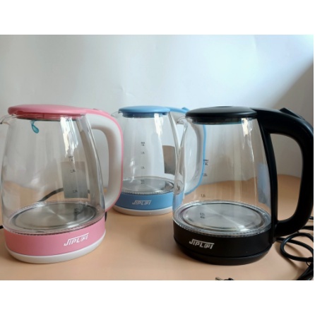 Ấm Siêu Tốc Thủy Tinh Jiplai Thái Lan có đèn- Ấm Đun Siêu Tốc Mini Inox