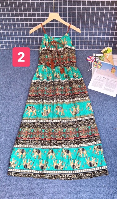 Đầm maxi hoạ tiết thổ cẩm siêu tôn dáng | BigBuy360 - bigbuy360.vn