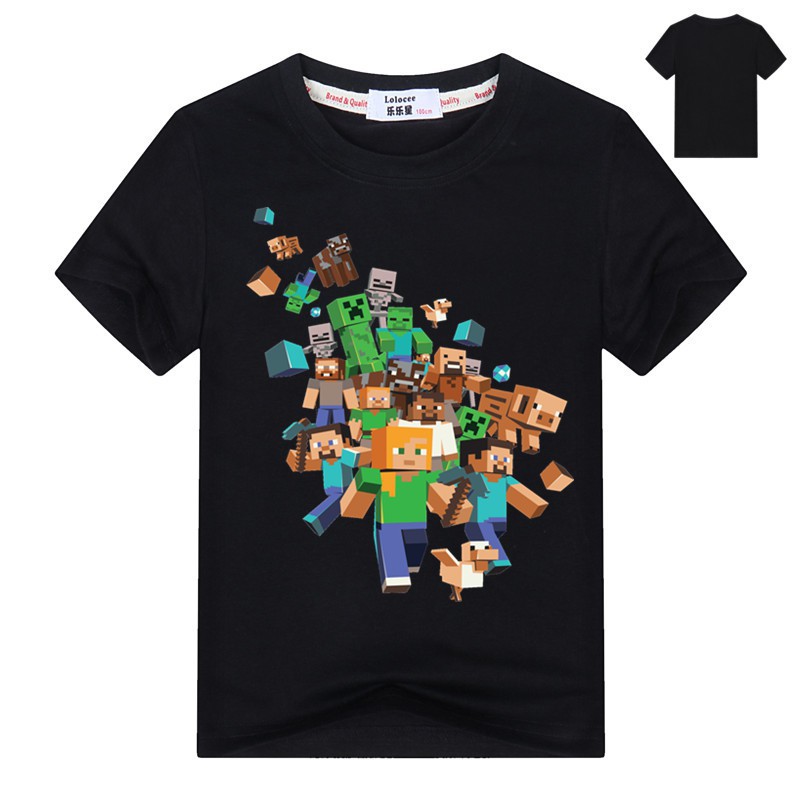 [Mã FASHIONCB154 giảm 10K đơn bất kỳ ] Áo thun cotton in hình hoạt họa Minecraft 3D cá tính cho bé