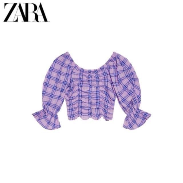 áo kẻ Zara tím size S hàng châu âu