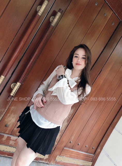 Set áo sơ mi + áo gile len