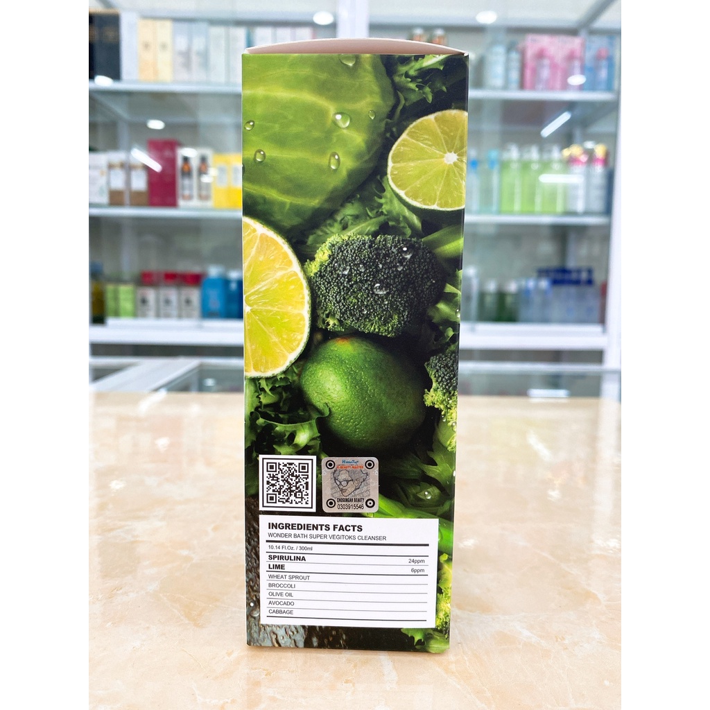 Sữa Rửa Mặt Rau Củ Sủi Bọt Thải Độc Thiên Nhiên Wonderbath Super Vegitoks Cleanser Hàn Quốc 300ml