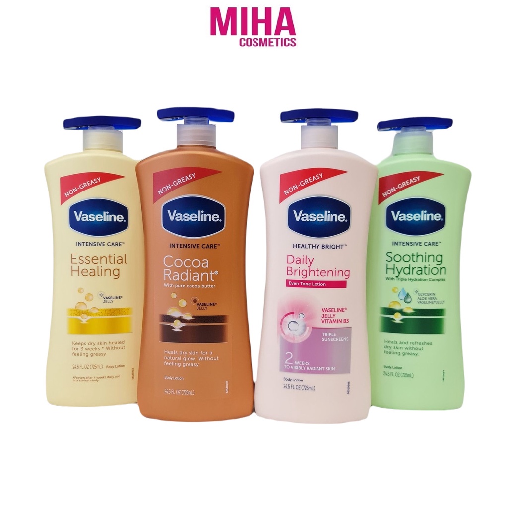 Sữa dưỡng thể Vaseline Healthy White UV Lightening Body Lotion 725ml giúp dưỡng trắng dưỡng ẩm Laika