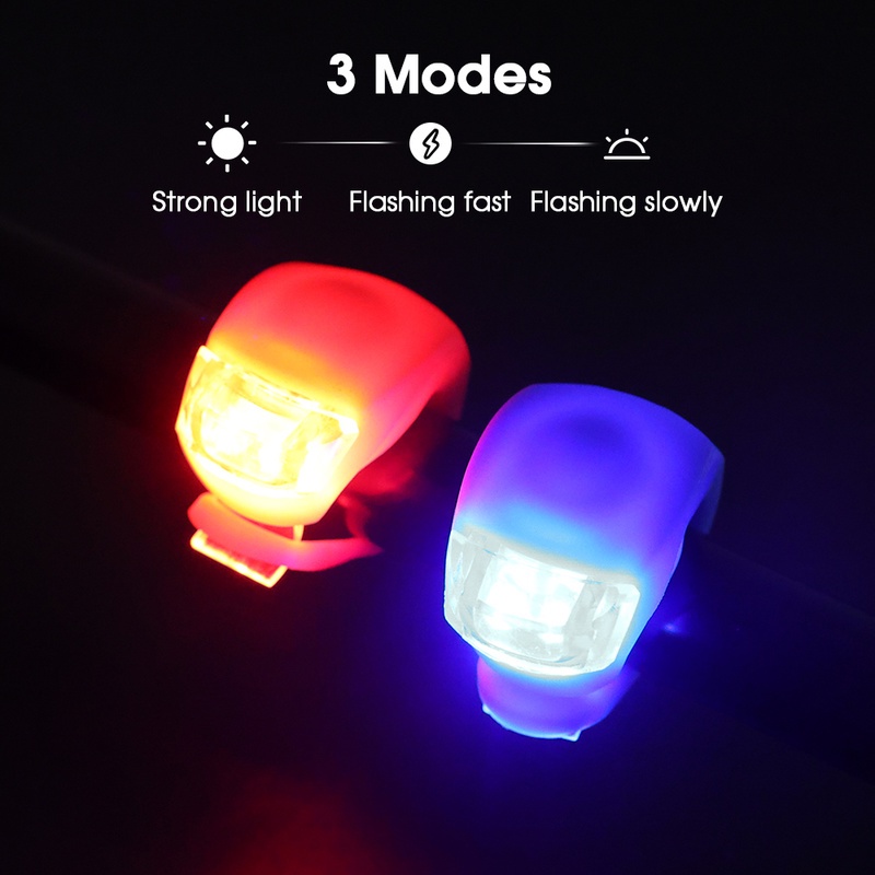 Đèn LED Silicone 3 Chế Độ Gắn Tay Lái Xe Đạp Kèm Pin