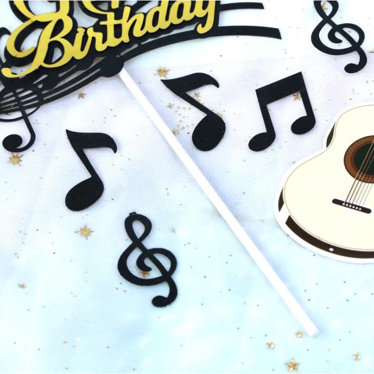 Set 8 Que Cắm Trang Trí Bánh Sinh Nhật Chủ Đề Âm Nhạc