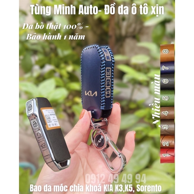 Bao Da Chìa Khoá (4 nút) New KIA K3 2021, 2022 Luxury, Premium, K5 2022, New Cerato, Sorento logo mớ