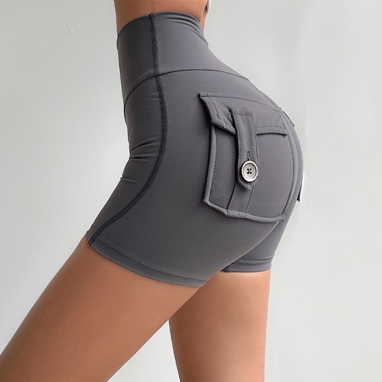 Quần ngắn tập thể thao MOVING PEACH lưng cao ôm dáng khô nhanh có túi BPG
