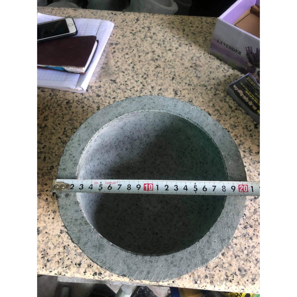 Bộ sản phẩm cối đá + chày đá xanh nguyên khối chấm tẩy đường kính 20 cm