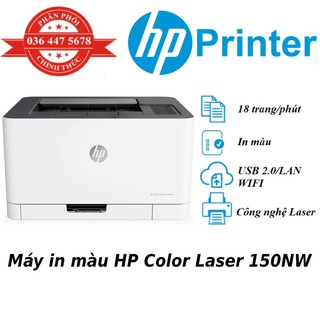 Máy in màu HP Color Laser 150nw,1Y WTY_4ZB95A - Hàng Chính hãng