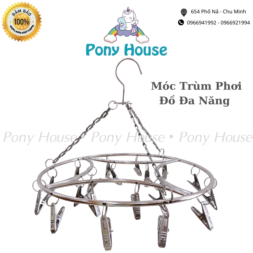 Móc trùm tròn inox phơi gồm 20 kẹp phơi quần áo, khăn,tất tiện lợi Cho Bé