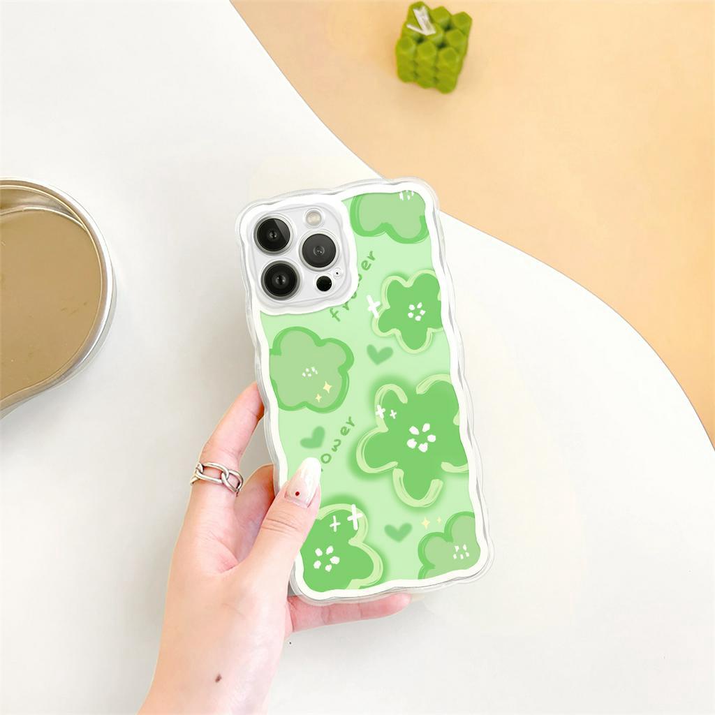 Ốp lưng iphone viền sóng Hoa cỏ xanh 6/6plus/6s/6splus/7/7plus/8/8plus/x/xs/11/12/13/14/pro/max/promax/plus/shin/case